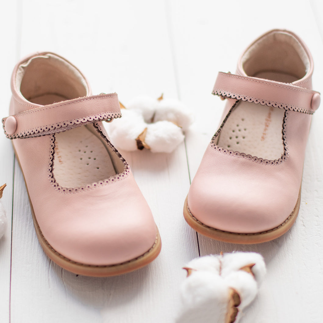 Pink Scallop Mary Janes